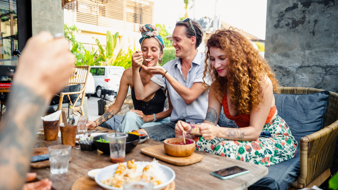 Group of friends enjoying meal together