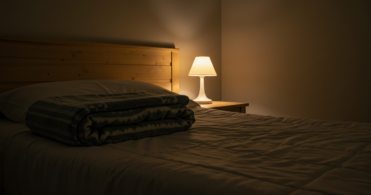 A softly lit, safe bedroom at night &mdash; emergency shelter in St. Louis